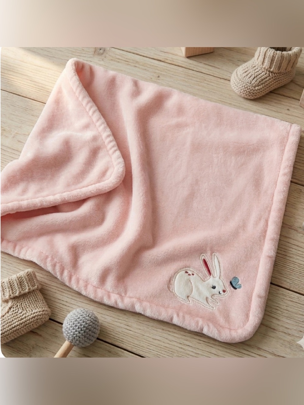 Carter’s Pink 🐰 Bunny Baby 🍼 Blanket Lovey Security Blanket 37” x 29”